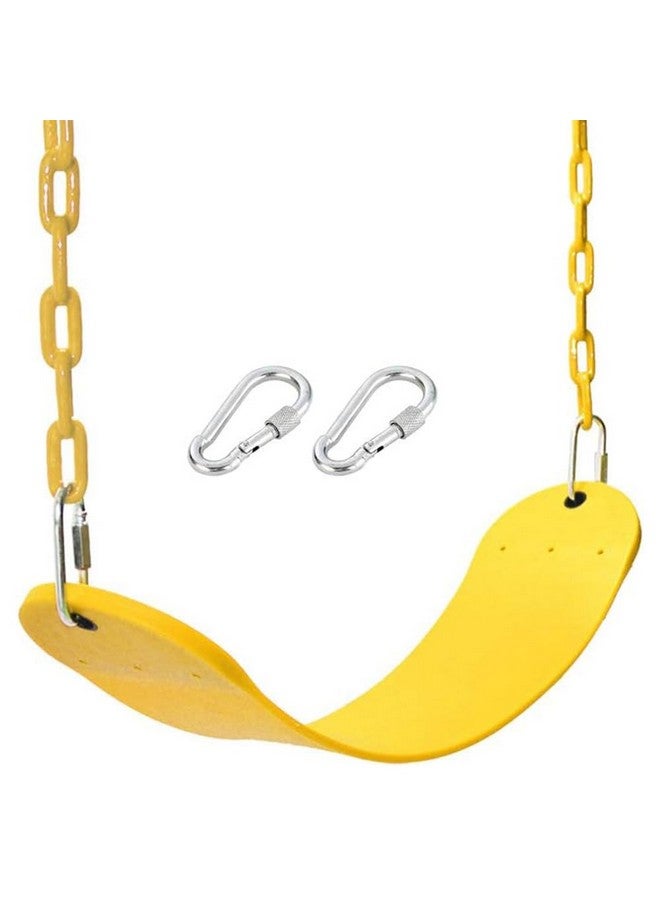 Toy Park Kids Flexible Swing Seat Heavy Duty 60" Chain Plastic Coated, Playground Swing Set Accessories For Kids & Adults With Snap Hooks, Safe And Comfortable - Yellow, 26 Cm - Image 1