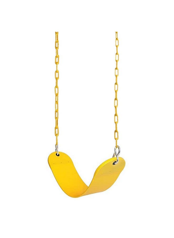 Toy Park Kids Flexible Swing Seat Heavy Duty 60" Chain Plastic Coated, Playground Swing Set Accessories For Kids & Adults With Snap Hooks, Safe And Comfortable - Yellow, 26 Cm - Image 2