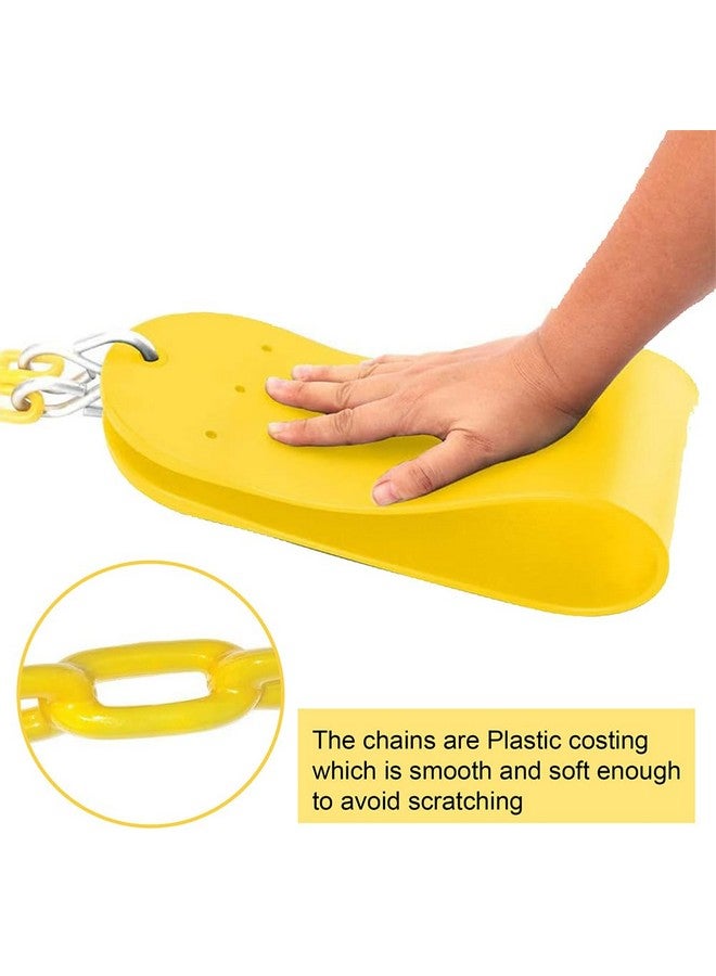 Toy Park Kids Flexible Swing Seat Heavy Duty 60" Chain Plastic Coated, Playground Swing Set Accessories For Kids & Adults With Snap Hooks, Safe And Comfortable - Yellow, 26 Cm - Image 4