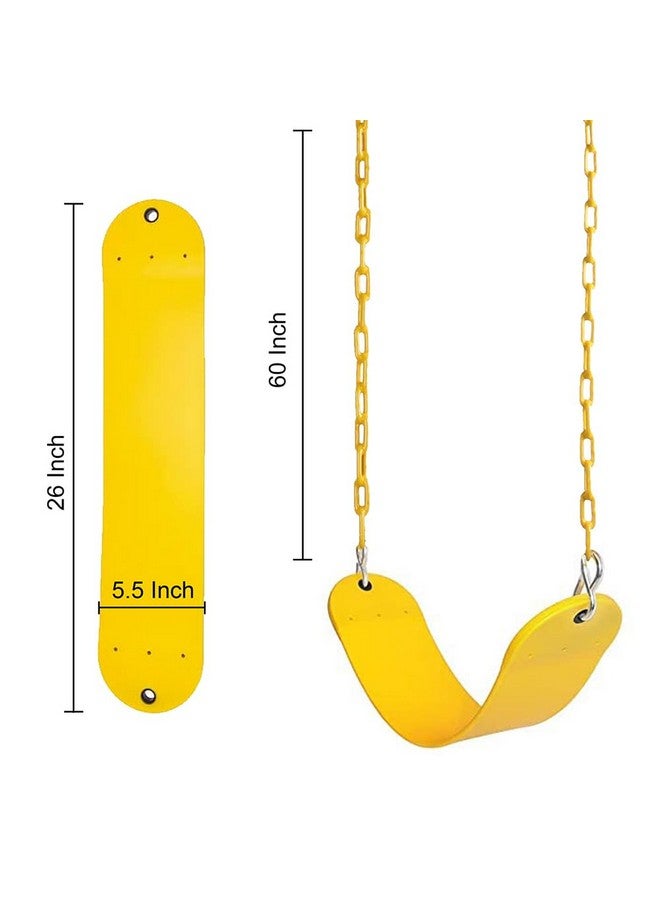 Toy Park Kids Flexible Swing Seat Heavy Duty 60" Chain Plastic Coated, Playground Swing Set Accessories For Kids & Adults With Snap Hooks, Safe And Comfortable - Yellow, 26 Cm - Image 5
