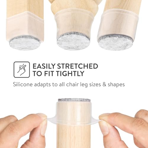 Aneaseit Chair Leg Floor Protectors - 16 pcs Clear - Felt Bottom Silicone Pads - Floor Protectors for Chairs - Rubber Caps for Hardwood Floors - Furniture Feet Sliders - Large - Image 3