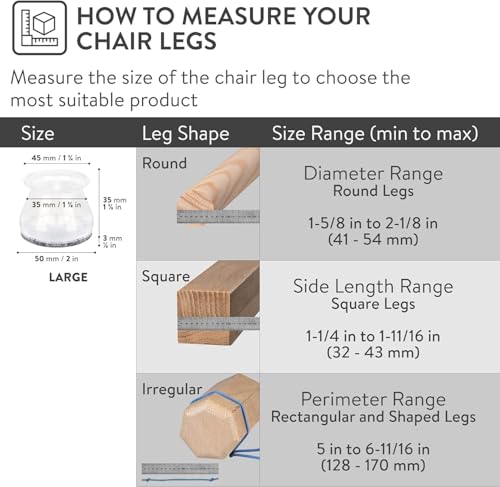Aneaseit Chair Leg Floor Protectors - 16 pcs Clear - Felt Bottom Silicone Pads - Floor Protectors for Chairs - Rubber Caps for Hardwood Floors - Furniture Feet Sliders - Large - Image 4