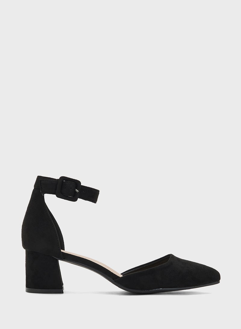 Anne Michelle Low Heel Pump With Ankle Strap - Image 1