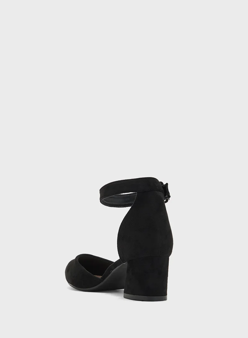 Anne Michelle Low Heel Pump With Ankle Strap
