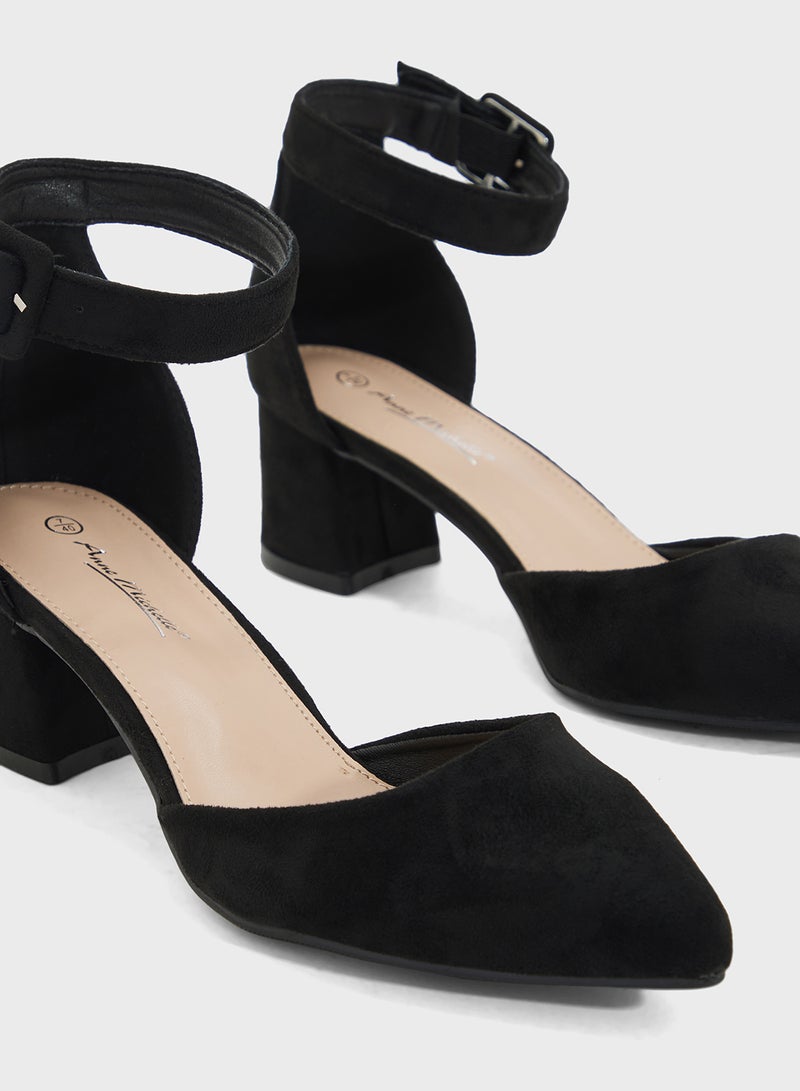 Anne Michelle Low Heel Pump With Ankle Strap - Image 4