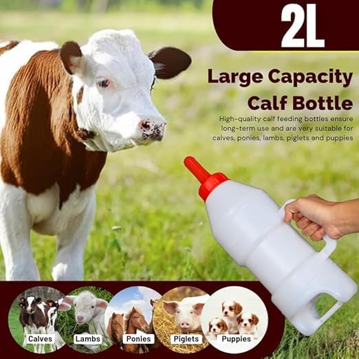 Caneuf Cow & Buffalo Feeding Bottle ? Large Capacity, BPA-Free, Anti-Colic Nipple, Leak-Proof, Durable Plastic, Easy-to-Clean Milk Feeder for Calves, Farm Animals, Dairy Farm Essentials (Pack of 2) - Image 3