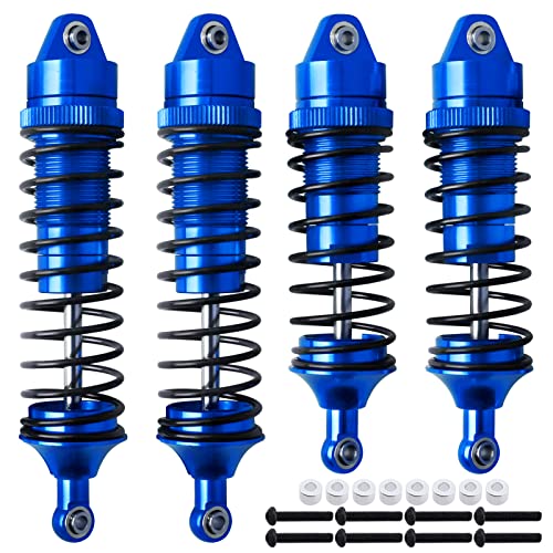 Hobbyfire All Metal Aluminum RC Shocks Absorber Damper Upgrades Parts for 110 Traxxas Slash 4X4 Rustler VXL 4X4 Stampede 4X4 Hoss 4X4 RC Truck Replace 5862 4PCS Navy Blue - Image 1