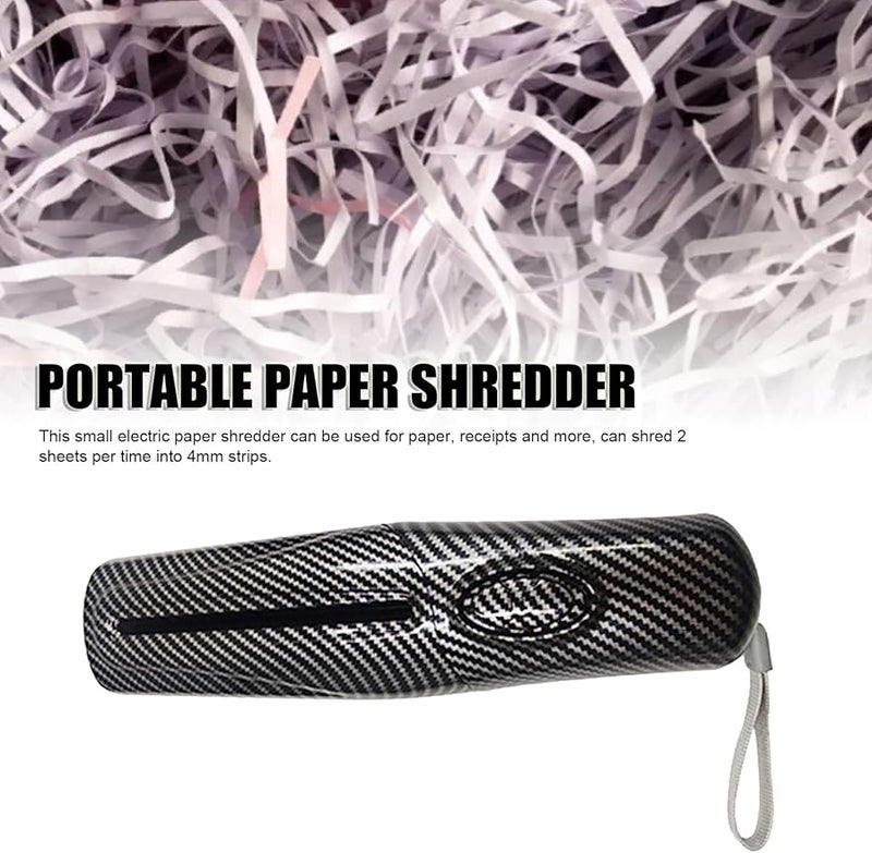USB Portable Paper Shredder 4mm Shredding 2 Sheet Capacity Carbon Fiber Color Office - Image 4