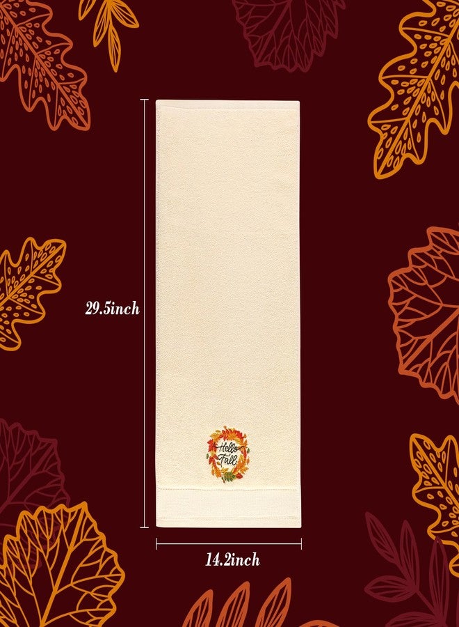 Quera 2 Pack Fall Hand Towels Autumn Pumpkin Thanksgiving Embroidered Premium Luxury Decor Hello Fall Bathroom Decorative Dish Set for Drying Cleaning, Cooking 13.7 "x 29.5" - Image 4