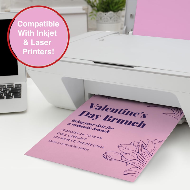 PrintWorks Valentine Cardstock 8.5" x 11" - 50 Sheets - 3 Assorted Colors (Red, Pink, & White) - Ideal for School & Craft Projects - 67 lb/147 gsm & 65 lb/176 gsm - Made in the USA (00652) - Image 5