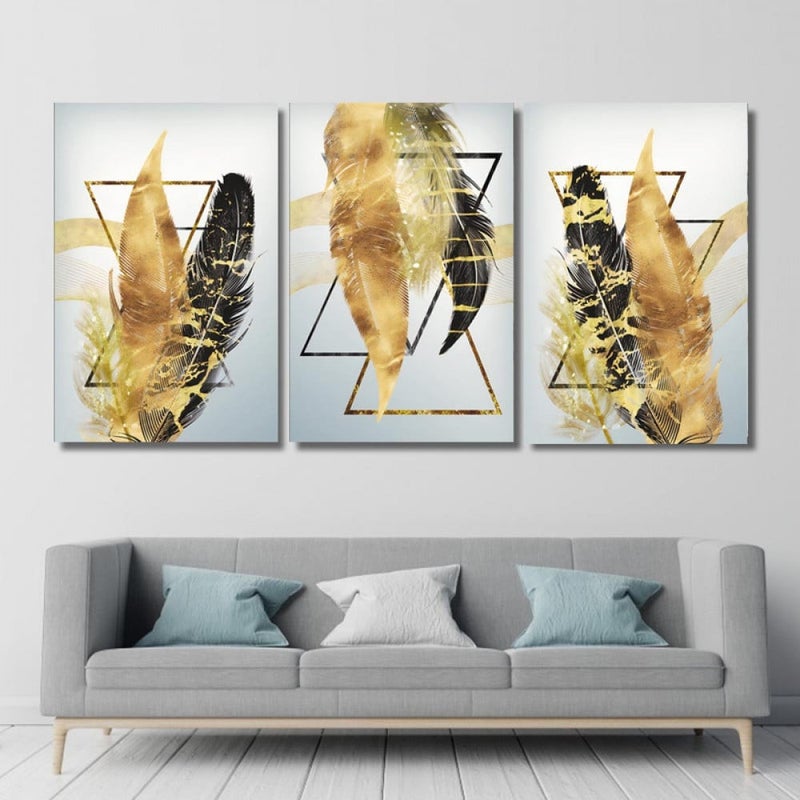 ماركتنا ثلاث لوحات قماشية فخمة بتصميم مودرن مع برواز مجوف مقاس (120×60) ثلاث قطع - Image 1