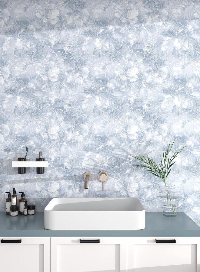 tiltil Peel and Stick Wallpaper Flower Blue and White Contact Paper Boho 17.7"x78.8" Self Adhesive Wallpaper Removable Modern Decorative Wall Paper for Bedroom Countertops Cabinet Decor Vinyl Roll - Image 2