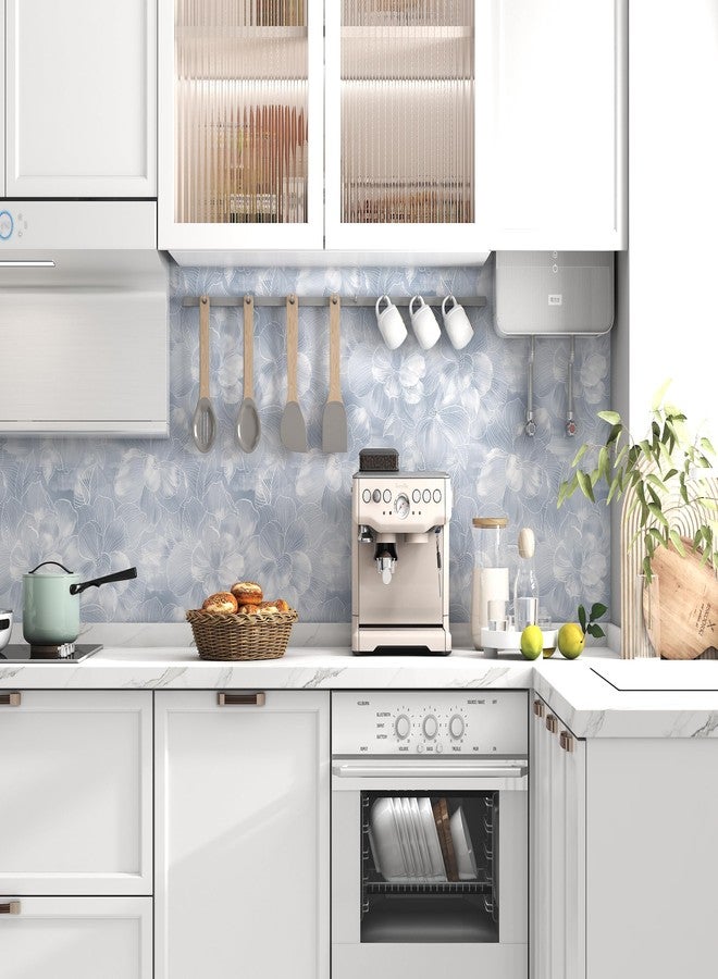 tiltil Peel and Stick Wallpaper Flower Blue and White Contact Paper Boho 17.7"x78.8" Self Adhesive Wallpaper Removable Modern Decorative Wall Paper for Bedroom Countertops Cabinet Decor Vinyl Roll - Image 4