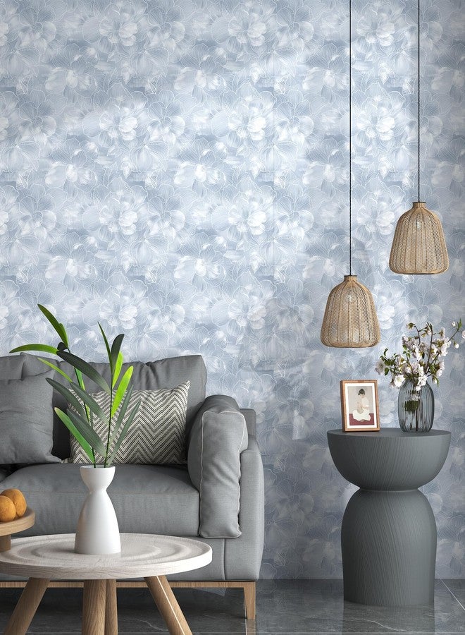 tiltil Peel and Stick Wallpaper Flower Blue and White Contact Paper Boho 17.7"x78.8" Self Adhesive Wallpaper Removable Modern Decorative Wall Paper for Bedroom Countertops Cabinet Decor Vinyl Roll - Image 5
