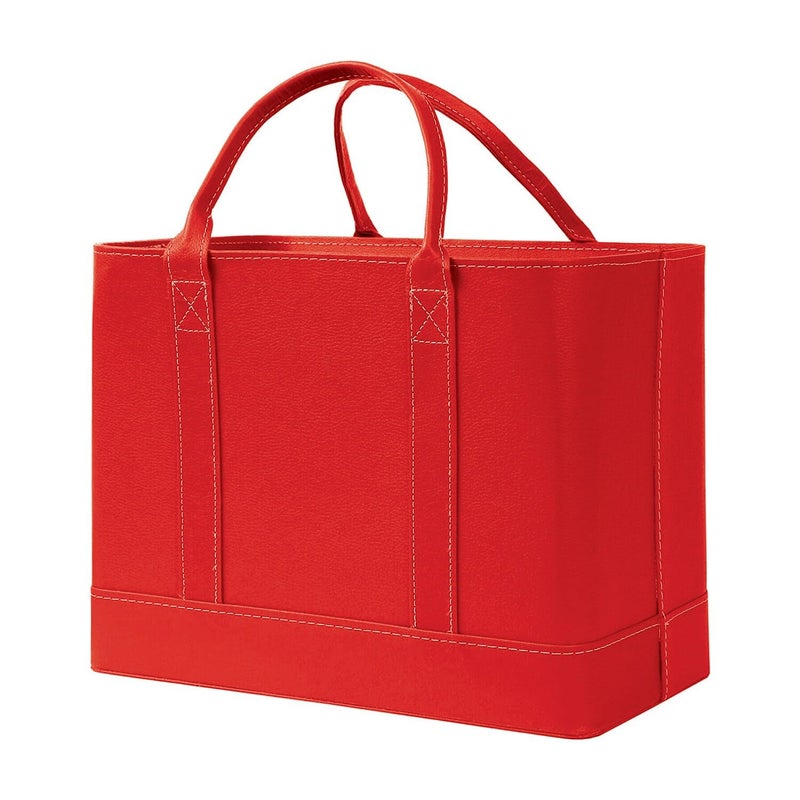 HOME DISTRICT Chic File Organizer Tote - Important Document Organizer Bag, Portable File Box with Handle, Red - Image 1