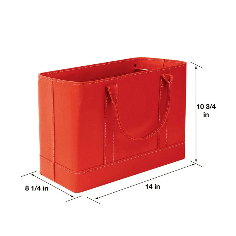HOME DISTRICT Chic File Organizer Tote - Important Document Organizer Bag, Portable File Box with Handle, Red - Image 4