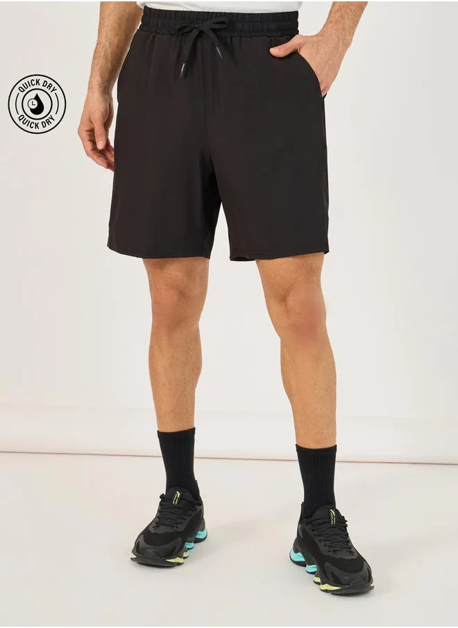 ستايلي Solid Stretchable Woven Shorts with Drawstring Detail