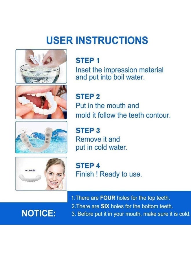 Generic 5 Pair Cosmetic Tooth, Top And Bottom Denture Fake Teeth Veneer, Snap in Dental Veneers Replacement Kit for Real Teeth  - Image 3