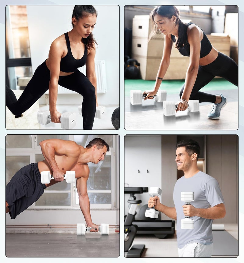 Upspeed 20LBS Adjustable Dumbbells Sets, 4 in 1 Free Weight Dumbbell Sets for Women Men Hand Weight Set Adjust Dumbbells Weights Set for Home Gym Exercise Workout Strength Training Equipments, White - Image 5