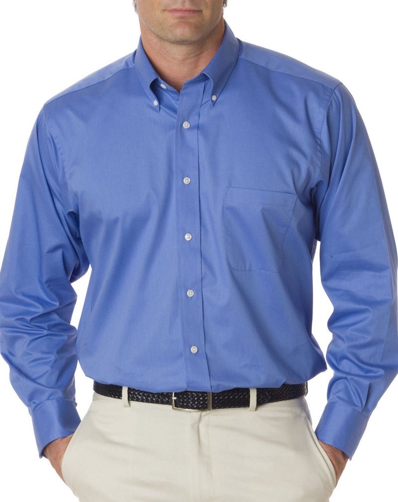 Van Heusen Mens Long Sleeve Button Down Baby Twill Dress Shirt - Colors (S, Blue Dawn)