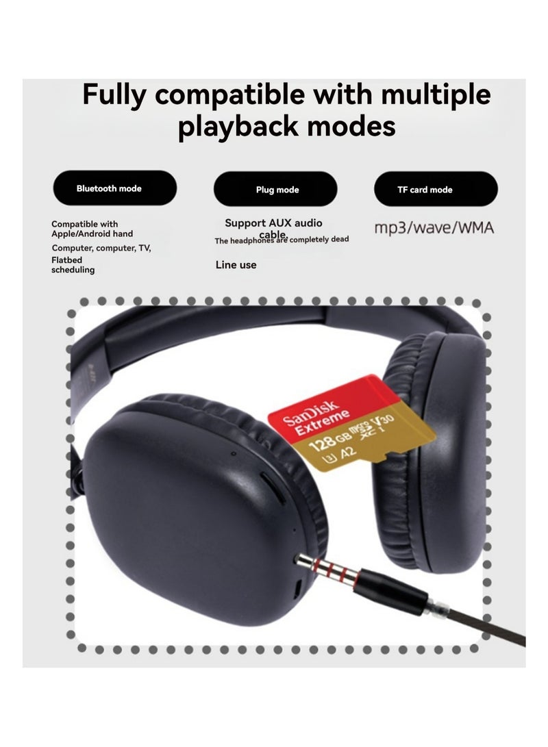Wh280-Black Hybrid Active Noise Cancelling Headphones, Wireless Over-Ear Headphones, High-Resolution Audio, Heavy Bass, Multi-Function Plug-In Wireless High-Value Headphones, Customizable Via App  - Image 4