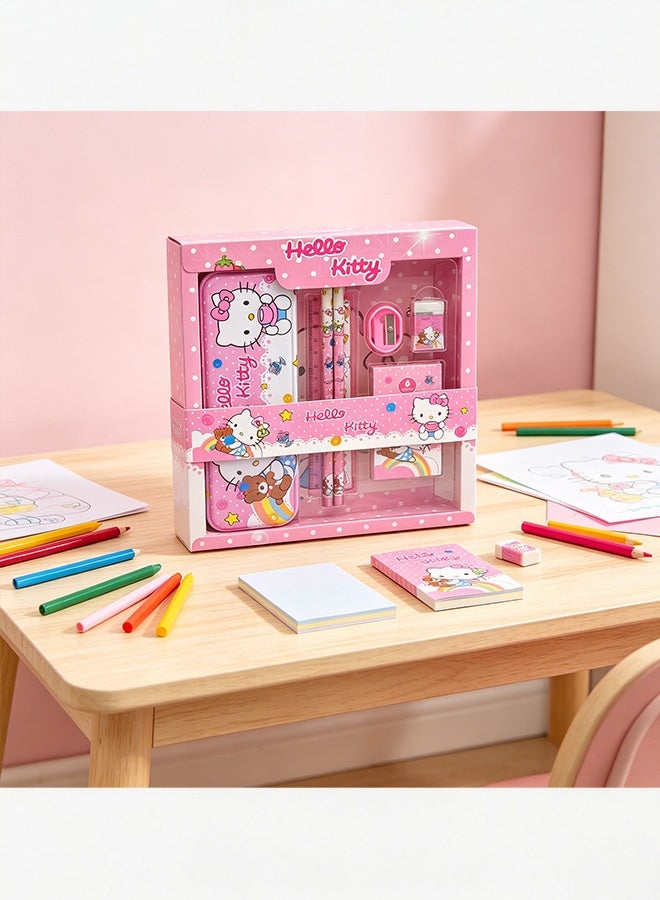 Hello Kitty Themed 12 Pieces Stationery Gift Set Complete School Supplies with Pencil Case Pencils Ruler Eraser Sharpener Crayons for Girls Kids Back to School Birthday Gift,Party Favor - Image 5
