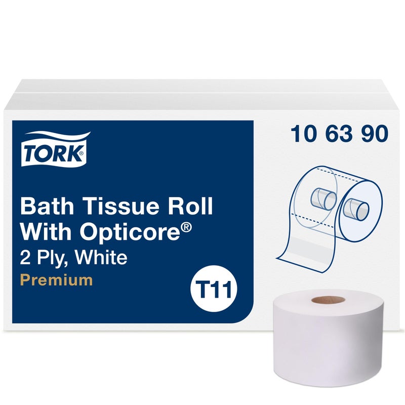 Tork OptiCore Midsize Toilet Paper Roll White T11 Premium 2ply 36 x 800 sheets 106390 - Image 3