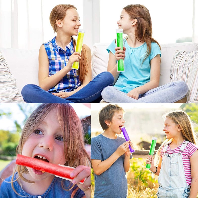 FUNI 100 Disposable Ice Popsicle Mold Bags| BPA Free Freezer Tubes With Zip Seals | For Healthy Snacks, Yogurt Sticks, Juice & Fruit Smoothies, Ice Candy Pops| Comes With A Funnel (8x2") - Image 5