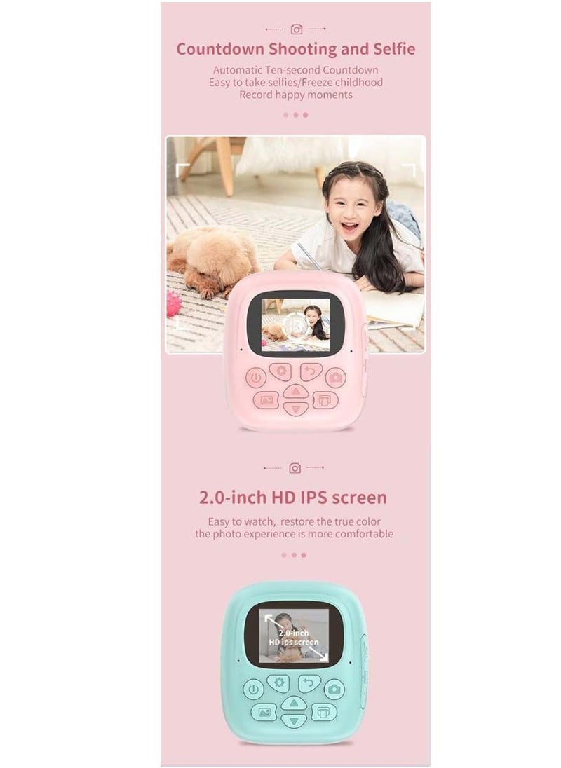 Generic Instant Print Camera For Kids Inkless Print Camera For Kids With Print Paper Photo Printer Camera For Kids 24m Pixel 2" Screen Mp3 Player Video Recording 32gb Card Supported  - Image 3