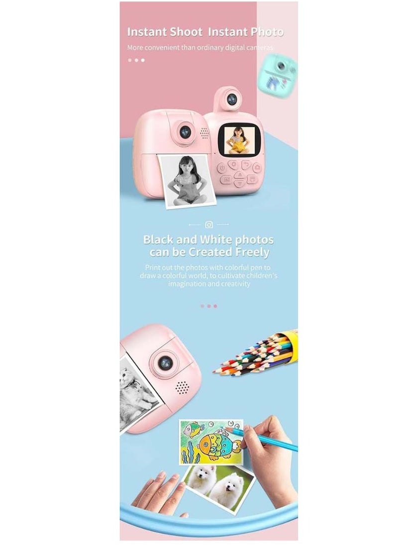 Generic Instant Print Camera For Kids Inkless Print Camera For Kids With Print Paper Photo Printer Camera For Kids 24m Pixel 2" Screen Mp3 Player Video Recording 32gb Card Supported  - Image 5