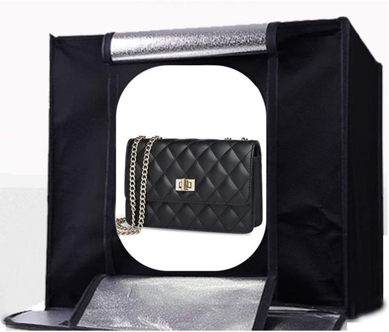Photo Studio Light Box Kit 24x24x24 Inches/60cm Professional Light Box Adjustable Brightness Foldable Portable 144 LED Light Beads with 3 Background - Image 1