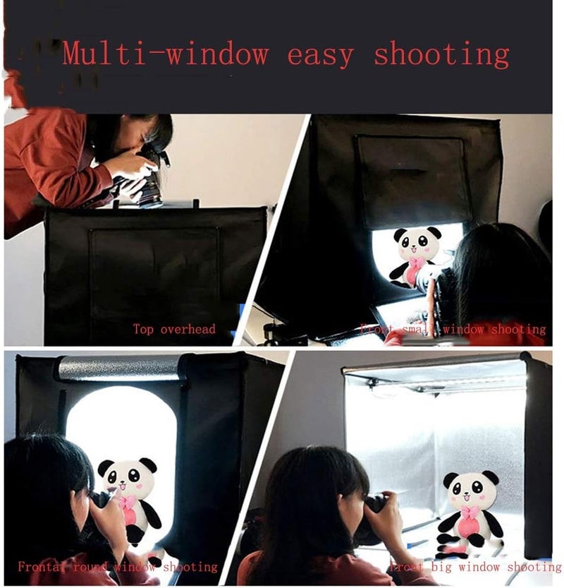 Photo Studio Light Box Kit 24x24x24 Inches/60cm Professional Light Box Adjustable Brightness Foldable Portable 144 LED Light Beads with 3 Background - Image 5