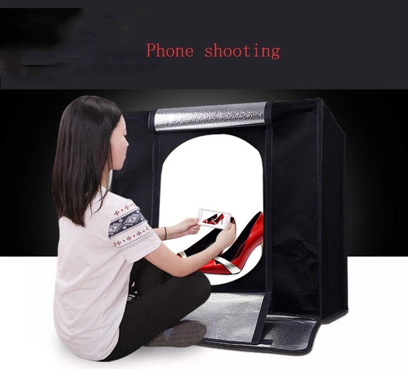 Photo Studio Light Box Kit 24x24x24 Inches/60cm Professional Light Box Adjustable Brightness Foldable Portable 144 LED Light Beads with 3 Background - Image 4