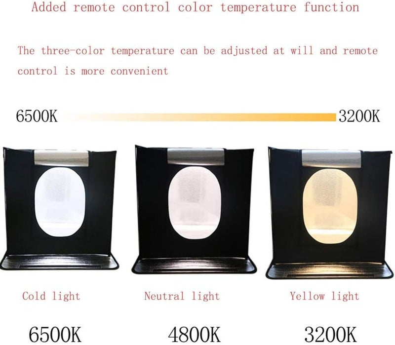 Photo Studio Light Box Kit 24x24x24 Inches/60cm Professional Light Box Adjustable Brightness Foldable Portable 144 LED Light Beads with 3 Background - Image 3