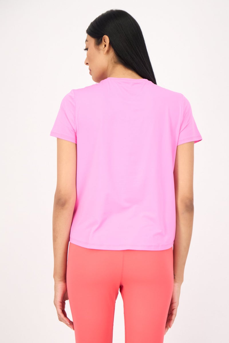 Nike تي شيرت تدريب قصير الأكمام للنساء، وردي - Image 3