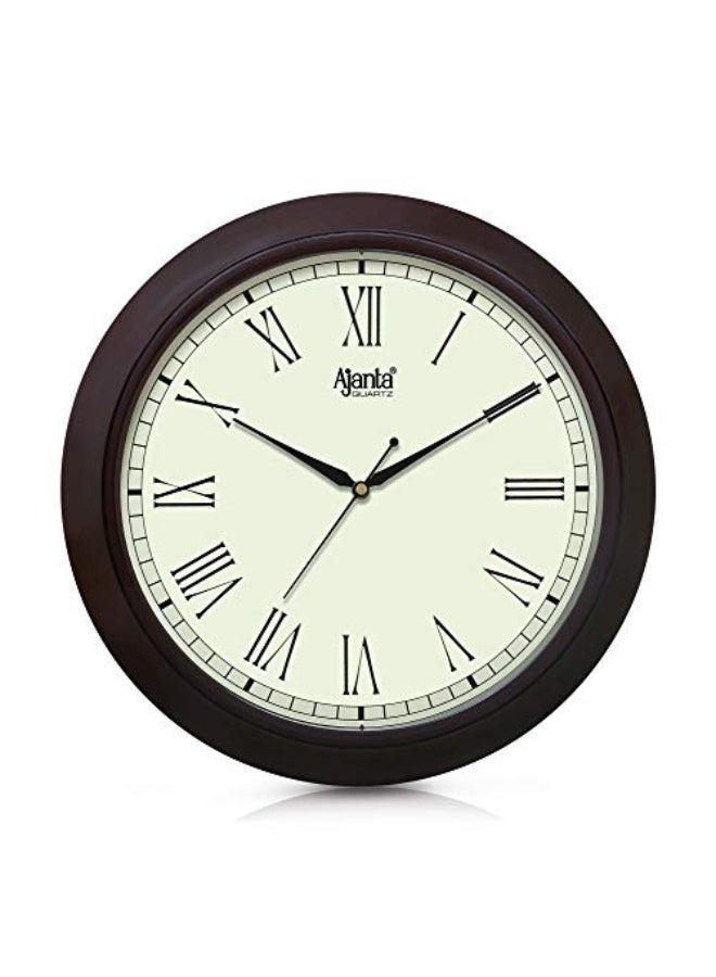 Ajanta Round Sweep Analog Wall Clock – 31cm Silent Non-Ticking Quartz Movement – Brown Abstract Roman Dial – Decorative Wall Clock for Home, Office & Living Room (Model 2907-Roman Brown)