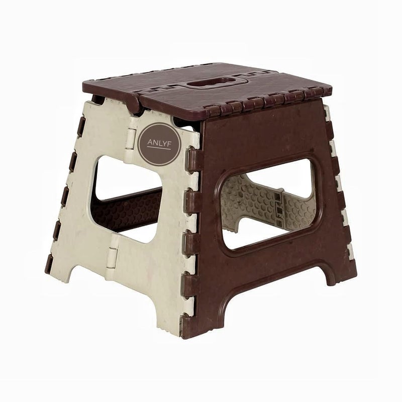 ANLYF 12 Inch Super Strong Folding Step Stool to Support Adults and Safe Enough for Kids Opens Easy with One Flip Great for Kitchen Bathroom Bedroom Kids or Adults Brown