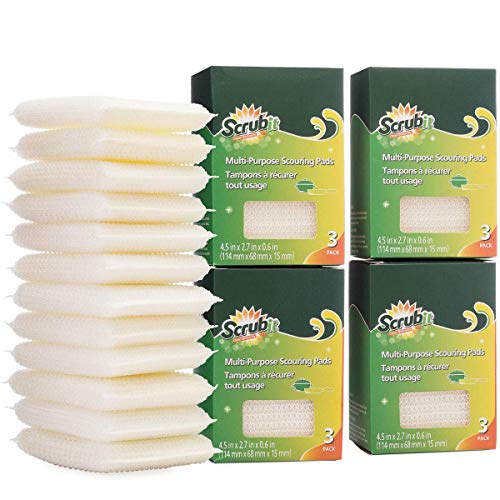 MultiPurpose Scouring Pad by ScrubIt  NonScratch Cleaning Dobie Pads for Pots Pans Dishes Utensils  NonStick Cookware  Sponge Scrubbers Use for Kitchen Bathroom  More 12
