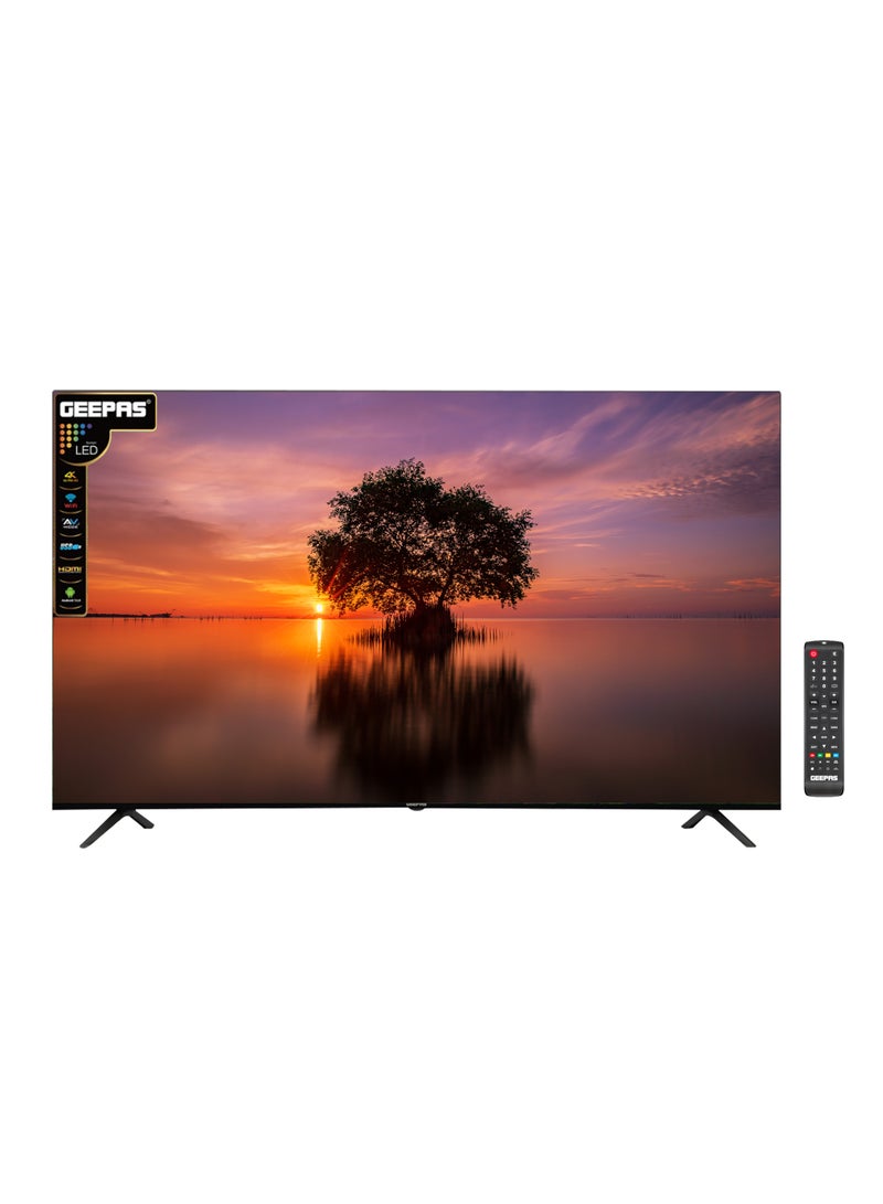 GEEPAS 90" 4K Ultra HD QLED TV with Remote Control | HDMI and USB Ports HQ Sound, AV Mode| Android 14.0 Frameless Design| Pre-installed Apps GLED9017CQLED  - Image 1