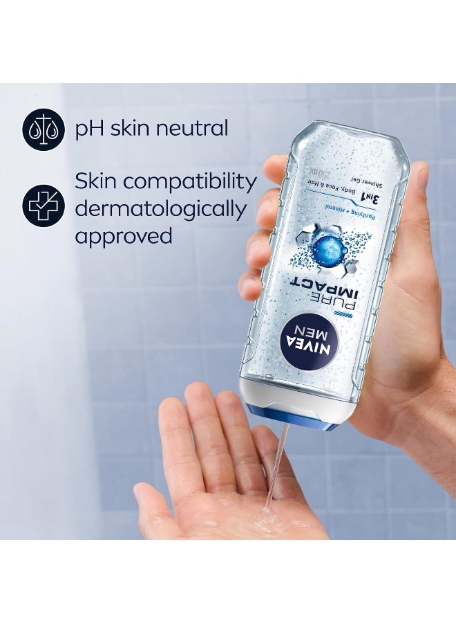 NIVEA MEN 3in1 Shower Gel Body Wash, Pure Impact Fresh Scent, 250ml - Image 5