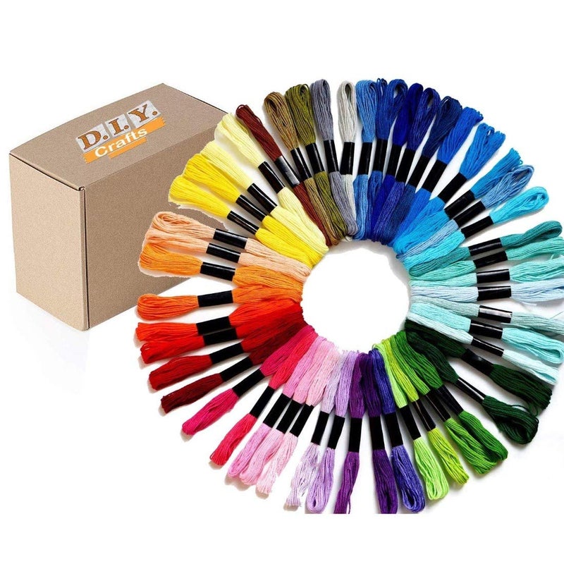 DIY Crafts Pack Of 50 Pcs Black Extra Embroidery Floss Rainbow Color Skeins Per Pack Cross Stitch Threads Friendship Bracelets Floss Crafts Floss Skei Pack Of 50 Pcs Black Extra - Image 2