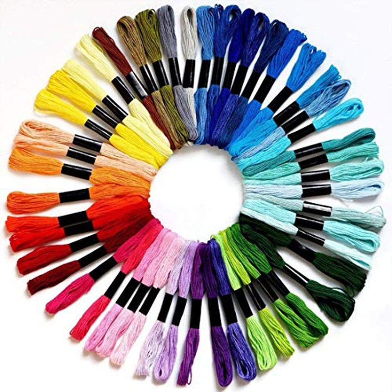 DIY Crafts Pack Of 50 Pcs Black Extra Embroidery Floss Rainbow Color Skeins Per Pack Cross Stitch Threads Friendship Bracelets Floss Crafts Floss Skei Pack Of 50 Pcs Black Extra - Image 1