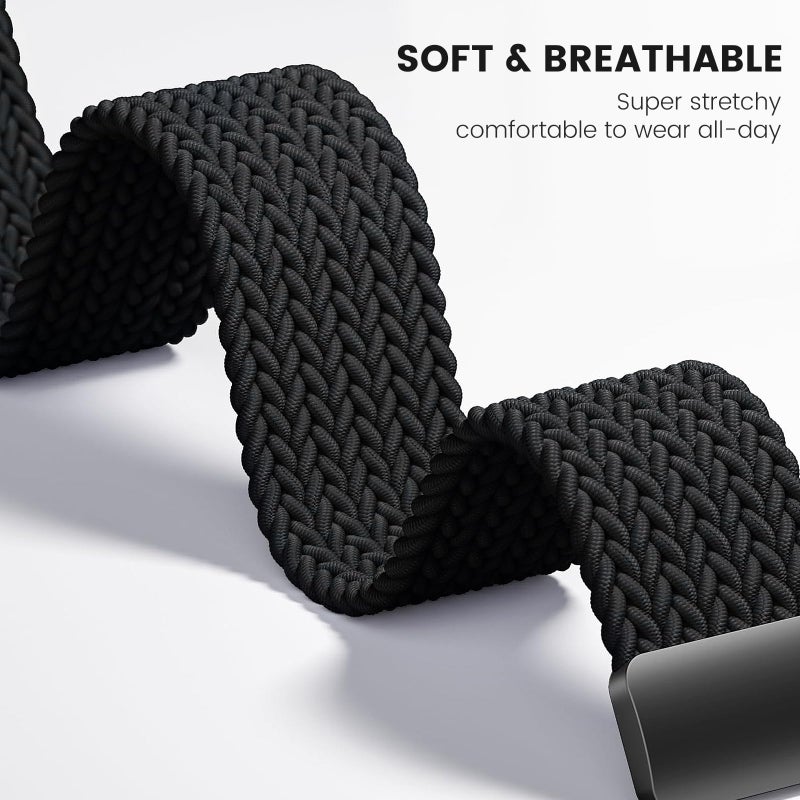 BandRain Stretchy Braided Bands Compatible with Samsung Galaxy Watch 8 Band 40mm 44mm/Galaxy Watch 8 Classic 46mm, Elastic Nylon Wristband Sport Strap for Galaxy Watch 8 2025 Women Men - Image 4