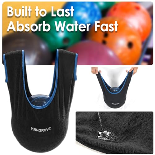 Mangrove Bowling Ball Polisher, Microfiber Bowling Towel See-Saw for Bowlers, Large Washable Bowling Shammy Seesaw, Ball Cleaner Holder Bag (Black) - Image 4
