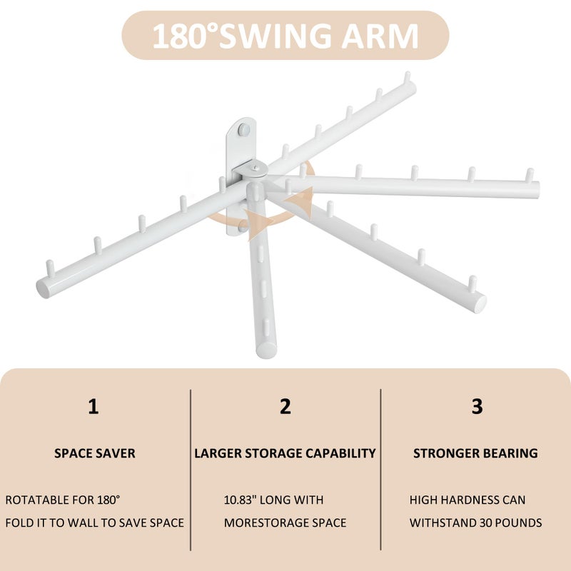 Mooche Swing Clothes Hanger Rack, Garment Racks Folding Clothes Bar Wall Mounted, 180Â°Rotation Laundry Drying Rack 304 Stainless Steel Space Saving for Laundry Room Bedroom Balcony, 9.45" Long - Image 2