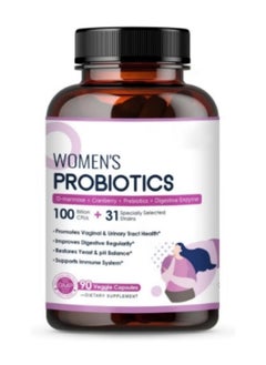 Probiotic Live Women’s Probiotic, 90 Caps 100 Billion CFU 31 Strains, with Organic Prebiotics Cranberry, Digestive Immune, Shelf Stable, Delayed Release, No Soy Gluten Dairy  - Image 1