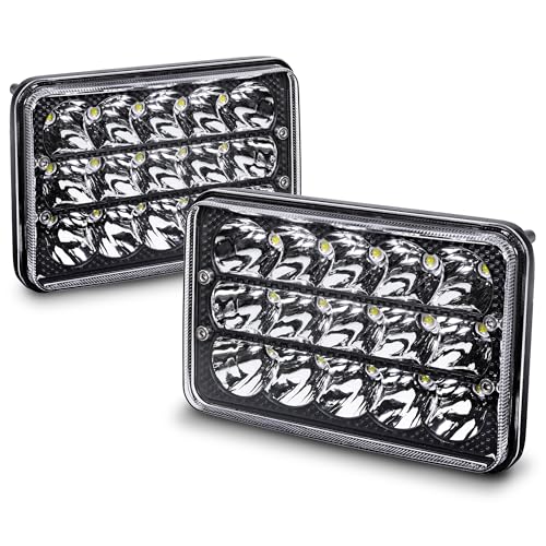 ONLINE LED STORE TRUE MODS 2pc Black 6x4 4x6 Inch LED Headlights Pair 45W H4 Square High Low Sealed Beam 2a1 1a1 H4652 H4666 H6545 H4651 H4656 Headlamp for Chevy Blazer K5 S10 C10 K10 Kodiak C4500 Car Golf Cart - Image 1