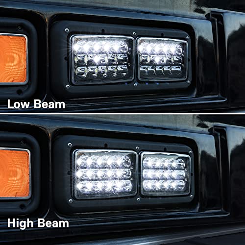 ONLINE LED STORE TRUE MODS 2pc Black 6x4 4x6 Inch LED Headlights Pair 45W H4 Square High Low Sealed Beam 2a1 1a1 H4652 H4666 H6545 H4651 H4656 Headlamp for Chevy Blazer K5 S10 C10 K10 Kodiak C4500 Car Golf Cart - Image 2