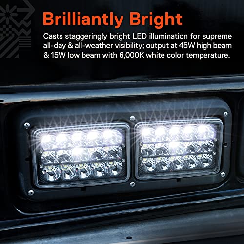 ONLINE LED STORE TRUE MODS 2pc Black 6x4 4x6 Inch LED Headlights Pair 45W H4 Square High Low Sealed Beam 2a1 1a1 H4652 H4666 H6545 H4651 H4656 Headlamp for Chevy Blazer K5 S10 C10 K10 Kodiak C4500 Car Golf Cart - Image 4