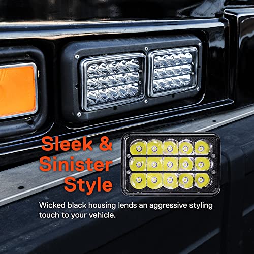 ONLINE LED STORE TRUE MODS 2pc Black 6x4 4x6 Inch LED Headlights Pair 45W H4 Square High Low Sealed Beam 2a1 1a1 H4652 H4666 H6545 H4651 H4656 Headlamp for Chevy Blazer K5 S10 C10 K10 Kodiak C4500 Car Golf Cart - Image 5